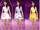 Sims 4 — Floral Dress Set (Pink, Blue, Yellow) - mesh needed by katiecus — This is a set of floral roses dress in pink,