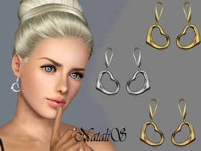 Sims 3 — NataliS TS3 Heart drop earrings FT-FA by Natalis — A unique and feminine drop earrings featuring heart pendant.