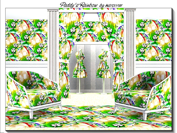 Sims 3 — Paddy's Rainbow_marcorse by marcorse — Themed pattern - shamrocks and rainbows for St.Patrick's Day celebrating.