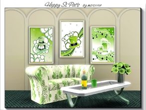 Sims 3 — Happy St Pat's_marcorse by marcorse — Set of 3 line art paintings for St Patrick's Day 2016. 1 file.