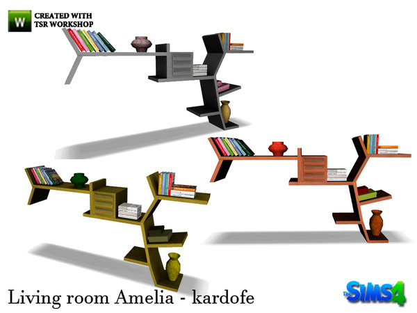 Sims 4 — kardofe_Living room Amelia_Shelving by kardofe — Large library of modern design in three different textures