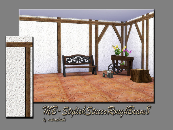 Sims 4 — MB-StylishStuccoRoughBeam8 by matomibotaki — MB-StylishStuccoRoughBeam8 - Rough plaster stucco wall with beam,