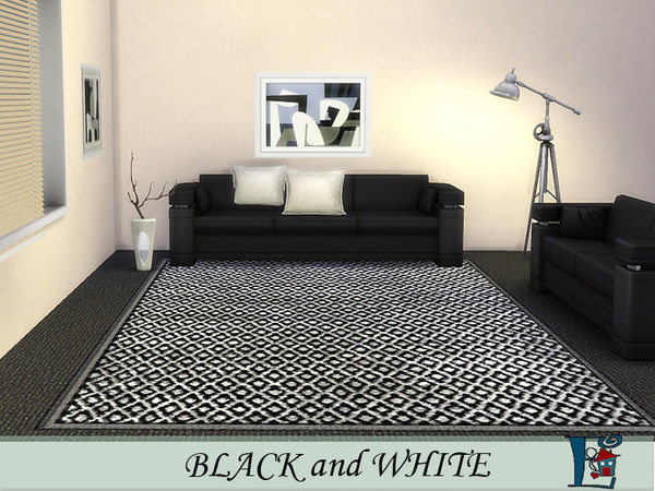 Sims 4 — Black and White 1 by evi — Part of a set of four modern and warm rugs