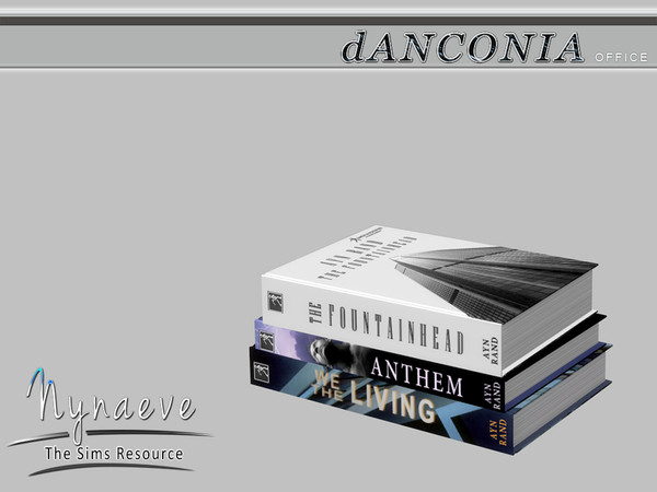 Sims 4 — Ayn Rand Books by NynaeveDesign — dAnconia Office - Ayn Rand Books Located in: Decor - Miscellaneous Price: 100