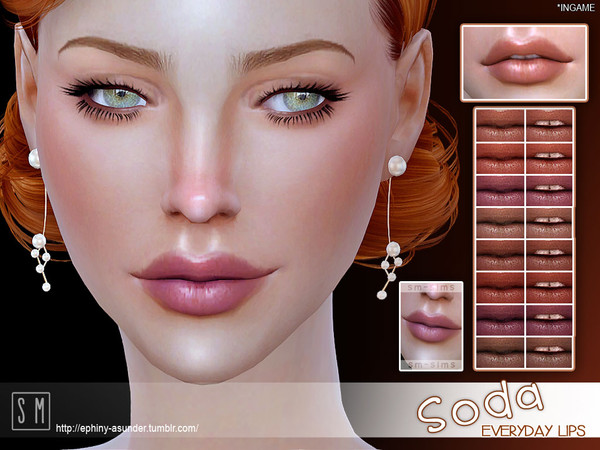 Sims 4 — [ Soda ] - Everyday Lips by Screaming_Mustard — A set of soft everyday lips with minimal shine. Available in 8