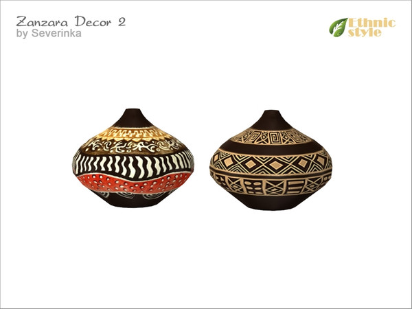 Sims 4 — [ZanzaraDecor2] Vase 12 by Severinka_ — Table ceramic vase with a pattern, ethnic African style From a set