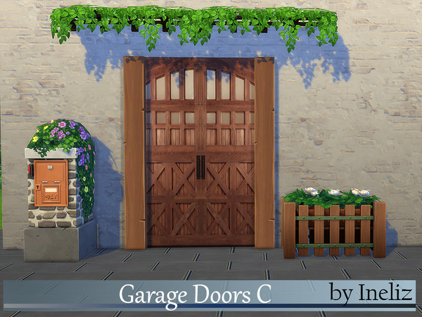 Sims 4 — Garage Doors C by Ineliz — A set of left and right wooden garage door texture. Enjoy!