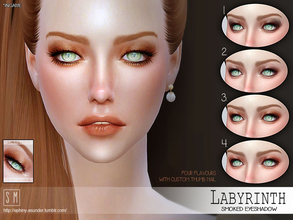 Sims 4 — [ Labyrinth] - Smoked Eyeshadow by Screaming_Mustard — A gentle smokey eyeshadow with eyebags. Comes in four