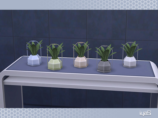 Sims 4 — Eco Futuristic plant by soloriya — A plant in a faceted pot. Part of Eco Futuristic set. 4 color variations.