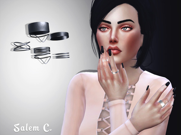 Sims 4 — Rings set 2 by Salem_C — standalone 15 swatches mesh by me
