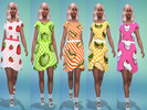 Sims 4 — Short Sleeve Bright Food Dresses - Get Together needed by simkat714 — Short Sleeve belted dresses in bright food