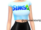 Sims 4 — Sims 4 logo Crop Top  by yummersoung — -Recolor of the default crop tops -Sims 4 logo transparent across chest
