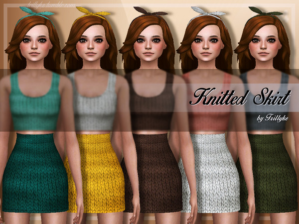 Sims 4 — Trillyke - Knitted Skirt by Trillyke — A lovely knitted mini skirt. Base game compatible. It comes in 18 colour