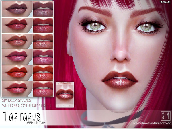 Sims 4 — [ Tartarus ] - Deep Lip Tar by Screaming_Mustard — A deep and sultry lip tar in 6 shades, with and without