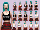 Sims 4 — Rock Bustier  by HeavySimmer — 18 shirts with logos of different rock bands! Enjoy! &amp;#9829;