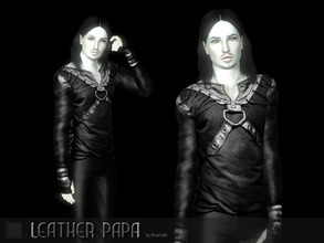 Sims 3 — Shirt Leather Papa by Shushilda2 — Knitted shirt with leather decoration