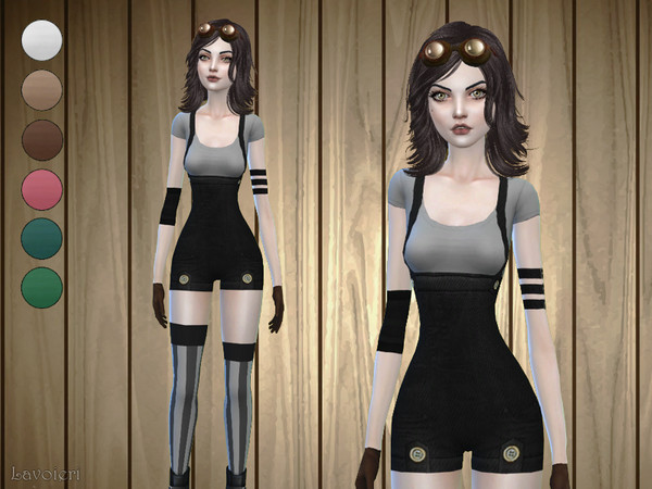 Sims 4 — Ampersand Outfit by Lavoieri — This set contains 3 files: outfit, gloves and stockings. Find the stockings in