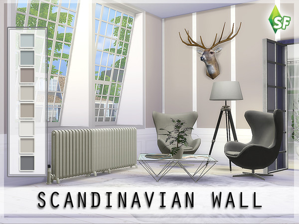 Sims 4 — Scandinavian Wall I by SimFabulous2 — Download information: Wall Type: Paneling/Painting Recolors: 8 Value: 20