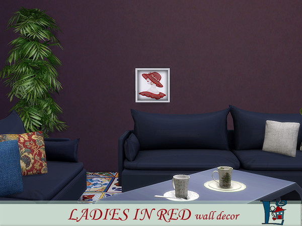Sims 4 — Ladies in red 3 by evi — Small wall paintings with feminine theme. Part of a set of 6.
