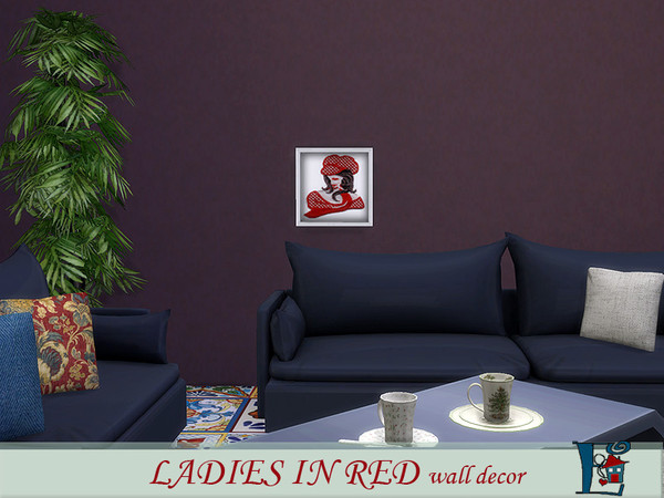 Sims 4 — Ladies in red 4 by evi — Small wall paintings with feminine theme. Part of a set of 6.