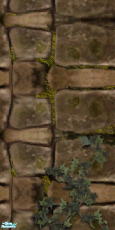 Sims 2 — Farmer Thompson's Stone Wall 7 by tlkaska — This is 7 of 12 mix and match brown stone, moss, and ivy walls