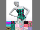 Sims 4 — Strapless Swimsuit  by SimplyPixeling — Recolor of the base game swimsuit with fun, funky, bright colors