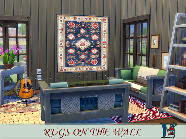 Sims 4 — Rugs on the wall 1 by evi — Part of a set of six bohemian style wall rugs