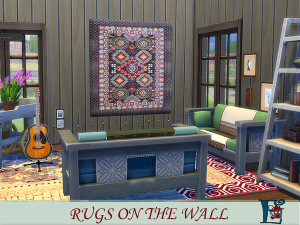 Sims 4 — Rugs on the wall 5 by evi — Part of a set of six bohemian style wall rugs