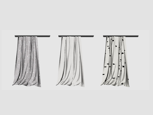 Sims 4 — Indigo - Curtain Left Short by ung999 — Indigo - Curtain Left for Short wall Color Options : 3