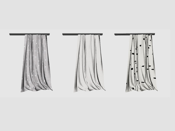 Sims 4 — Indigo - Curtain Right Short by ung999 — Indigo - Curtain Right for Short wall Color Options : 3