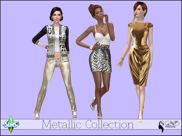 Sims 4 — Metallic Collection - mesh needed by SimGirlNextDoor — The set includes a pair of bottom pants, a high-waist