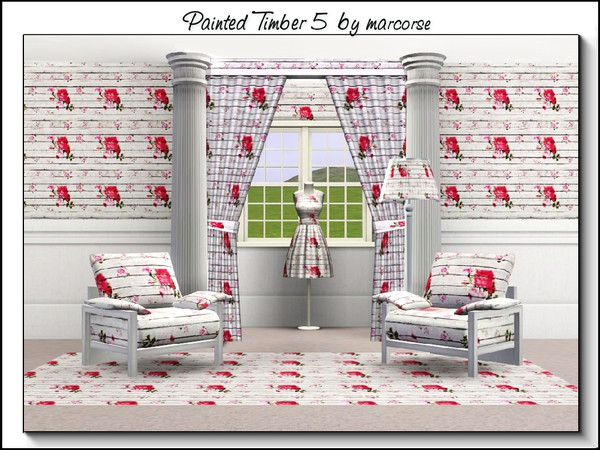 Sims 3 — Painted Timber 5-marcorse by marcorse — Wood pattern - romantic horizontal timbe with bright pink, painted