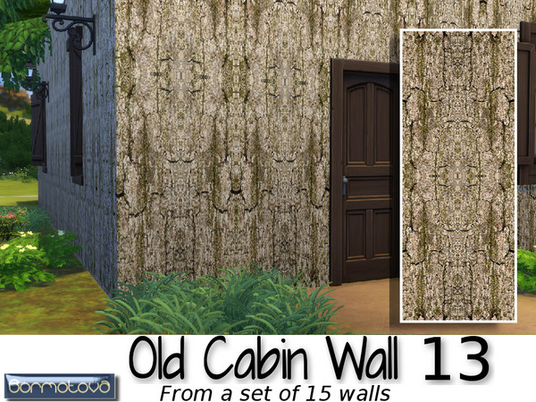 Sims 4 — Old Cabin Wall 13 by abormotova2 — From a set of 15 run down old walls of some old batch, cabin, hut or dacha
