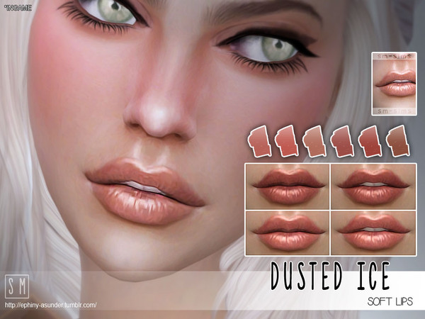 Sims 4 — [ Dusted Ice ] - Soft lips by Screaming_Mustard — A very soft and silky lip colour in 6 shades, with and without