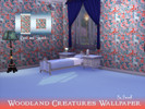 Sims 4 — Woodland Creatures Wallpaper by pamelf — A brightly coloured wallpaper with a woodland creatures pattern.