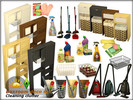 Sims 4 — 'Boxroom' decorative set by Solny — One more set of clutter. Cleaning stuff and some furniture to place it on