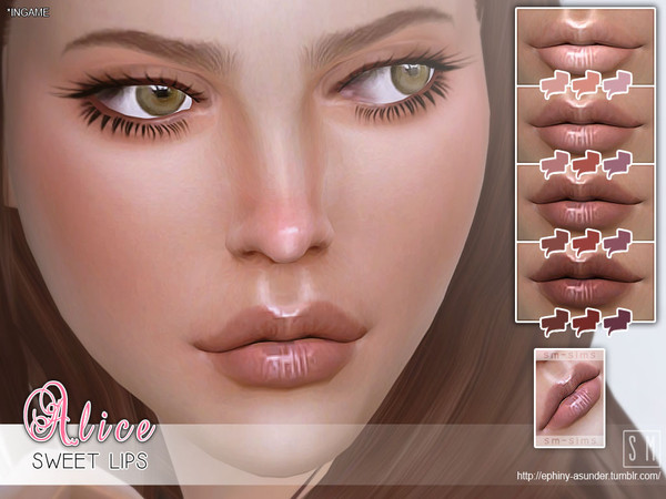 Sims 4 — [ Alice ] - Sweet Lips by Screaming_Mustard — A set of sweet lips that blend in with all skin tones to give a