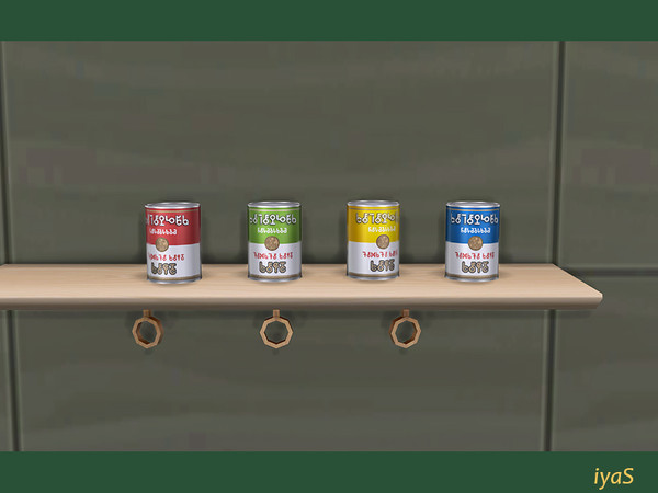 Sims 4 — Canned Soup by soloriya — Metal jars with delicious canned soup. 4 color variations. Part of Clarissa set.