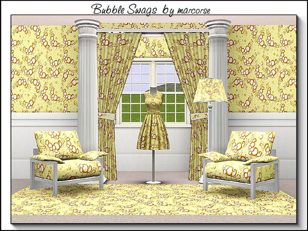 Sims 3 — Bubble Swags_marcorse by marcorse — Abstract pattern: abstract bubble swags in yellow and brown