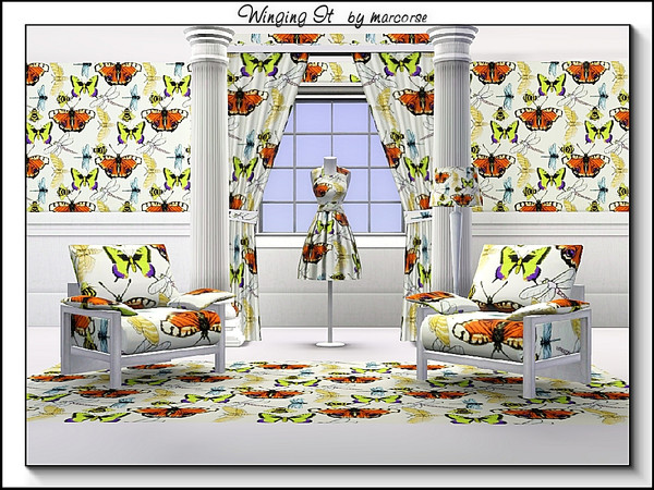 Sims 3 — Winging It_marcorse by marcorse — Themed pattern - winged insects in soft shades