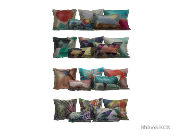 Sims 4 — Outdoor 2016 - Pillows in Row by ShinoKCR — Five Pillows in a Row with bright, silky Fabrics