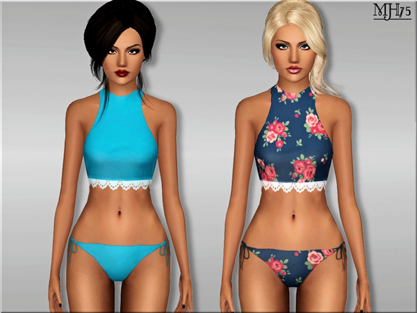 Sims 3 — S3 Cute Bikini [AF]  by Margeh-75 — -a cute one piece bikini outfit,of a halter top with lace trim and bikini