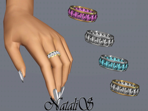 Sims 3 — NataliS TS3 Baguette Hoop Ring FA-FE by Natalis — Baguette crystals ring. This classic stainless steel ring is