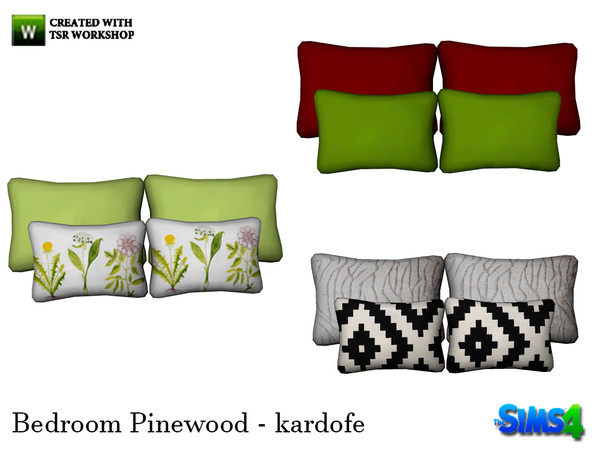 Sims 4 — kardofe_Bedroom Pinewood_Cushions by kardofe — Three cushions to put on the bed, without trick to place them in