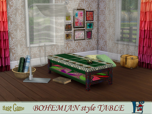 Sims 4 — Bohemian style table C by evi — A precious colorful way to live in style