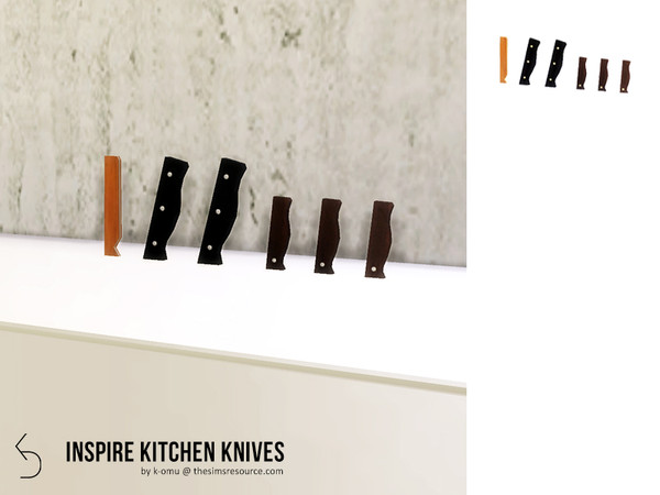 Sims 4 — INSPIRE Kitchen Knives by k-omu2 — Tired of knives on a block? Make a cut in your counter and place them there