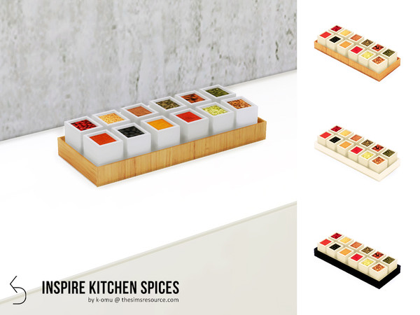 Sims 4 — INSPIRE Kitchen Spices by k-omu2 — Keep your spices on display with this stylish spice rack. Comes in three