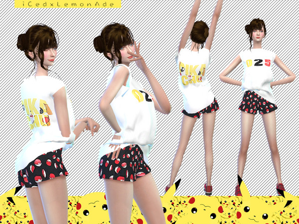 Sims 4 —  by iCedxLemonAde — 2nd and the last is Tank with Shorts. Here is No.2 sets in this line. Boxy Tank (Recolor