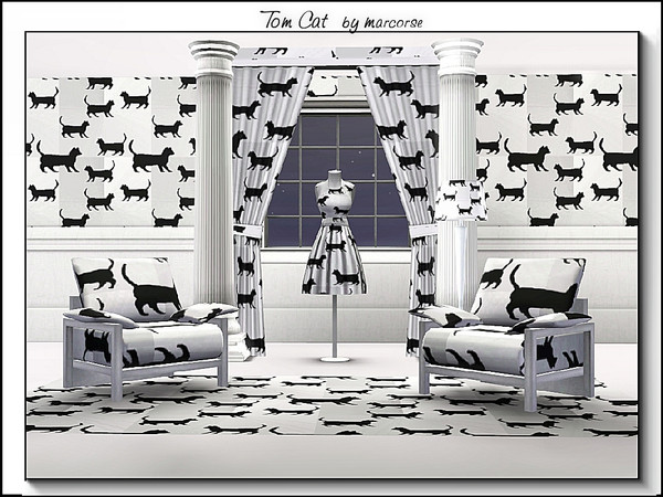 Sims 3 — Tom Cat_marcorse by marcorse — Themed pattern: tom cat on the prowl in black, grey and white