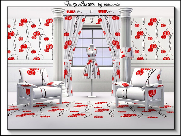 Sims 3 — Fairy  Lantern_marcorse by marcorse — Fabric pattern: red balloon flowers resemb ling fairy lanterns in red and